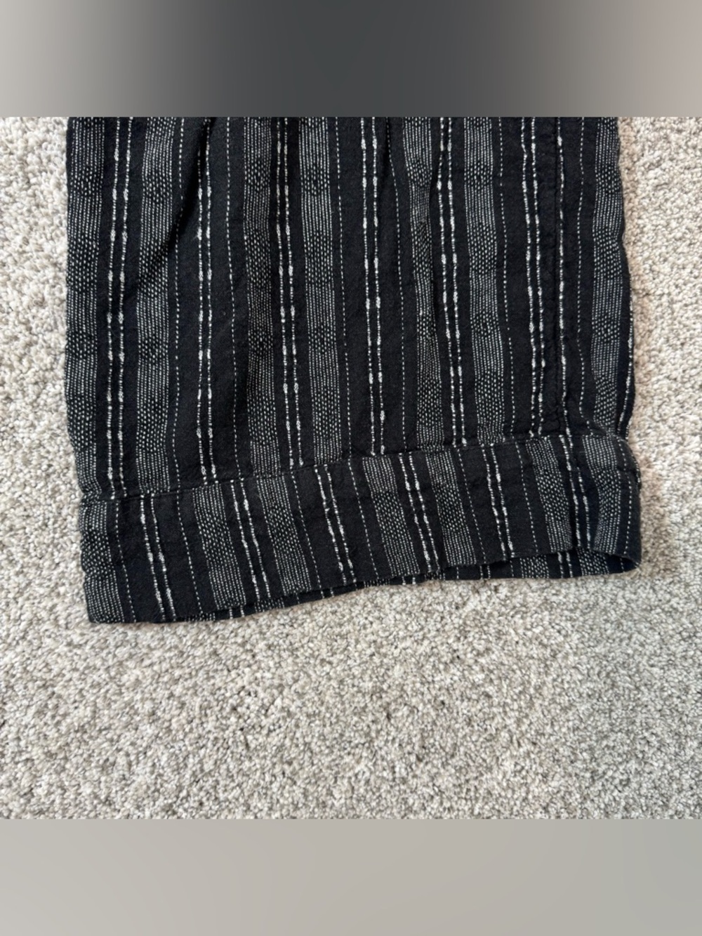 Linen Blend Boho Palazzo Pants Wide Leg Striped Flowy Trousers M (8-10) Black - Picture 6 of 12